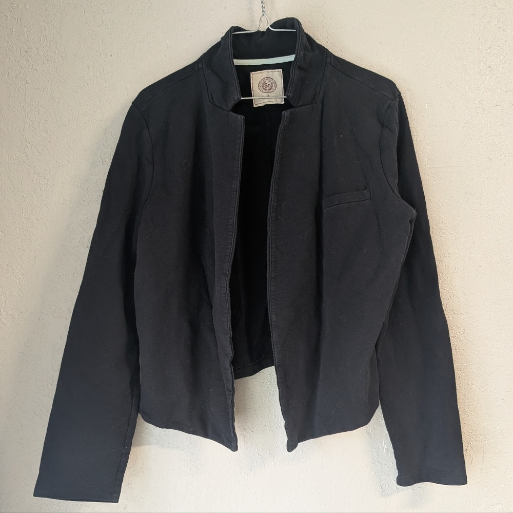 Open Front Jacket XL Black Minimalist Capsule Collar Elevated Basic Academia